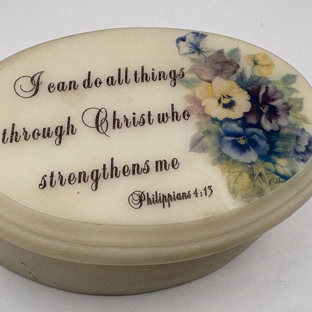 I Can Do All Things Through Christ Strengthens Me Floral Trinket Box